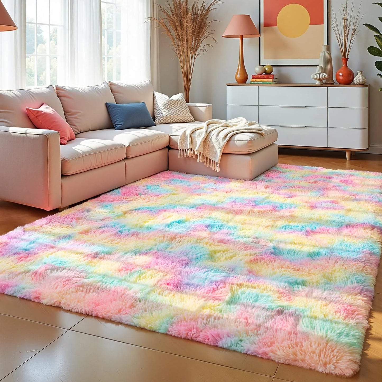 VIKAMA Minimalist Style Living Room Carpet, Fluffy And Slip - Resistant Children's Room Mat, Bathroom Carpet, Home Decoration - PatioLix