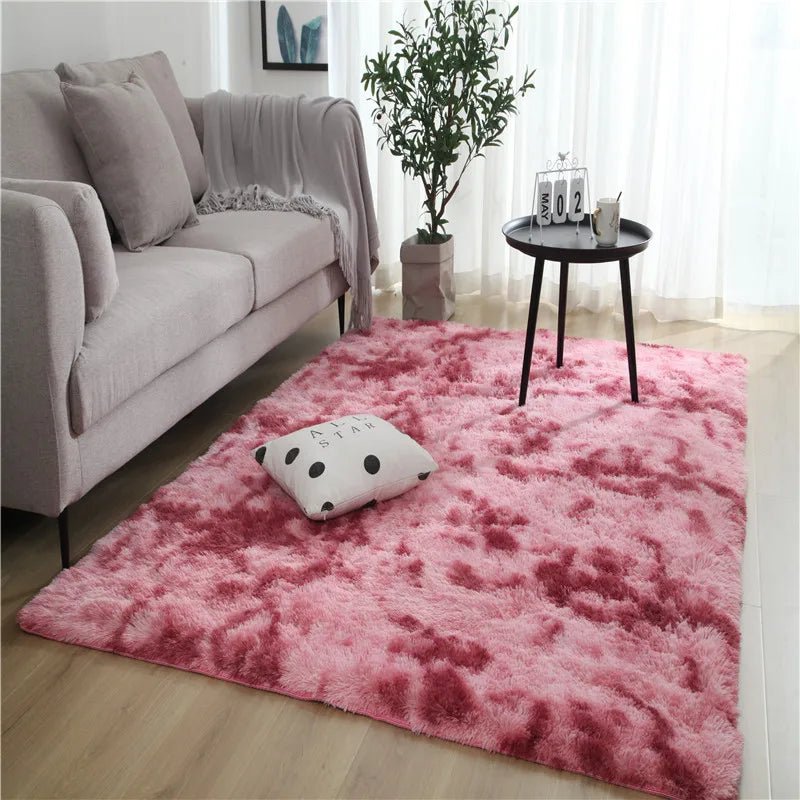 VIKAMA Tie - dyed Fluffy Carpets For Living Room Decor Bedside Rug Warm Plush Floor Mats Children's Room Play Mats Furry Carpet - PatioLix