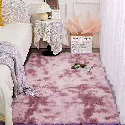 VIKAMA Tie - dyed Fluffy Carpets For Living Room Decor Bedside Rug Warm Plush Floor Mats Children's Room Play Mats Furry Carpet - PatioLix