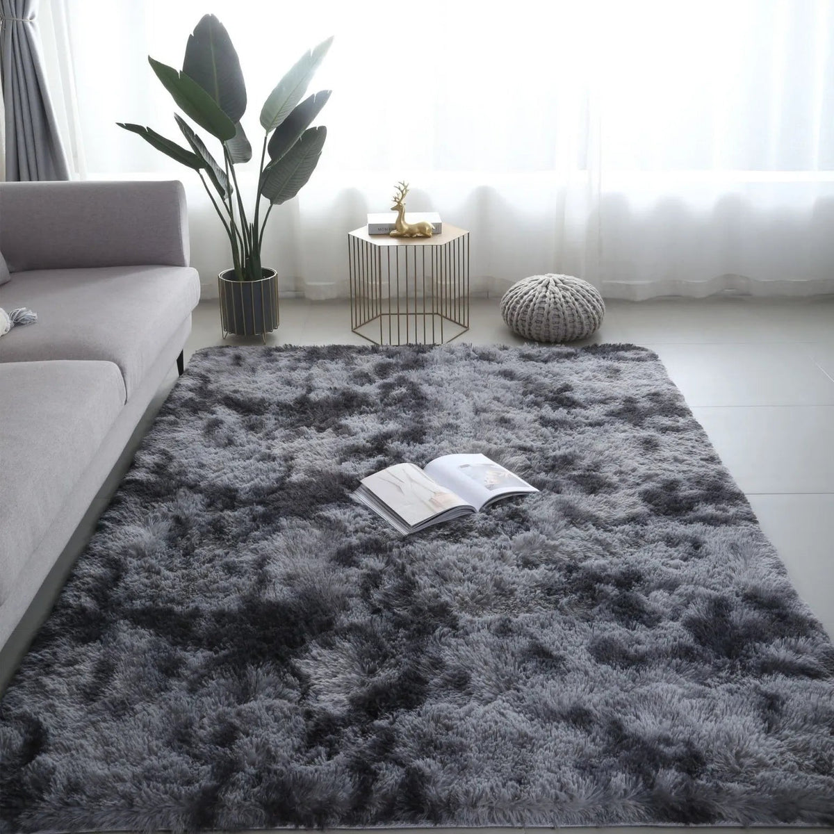 VIKAMA Tie - dyed Fluffy Carpets For Living Room Decor Bedside Rug Warm Plush Floor Mats Children's Room Play Mats Furry Carpet - PatioLix