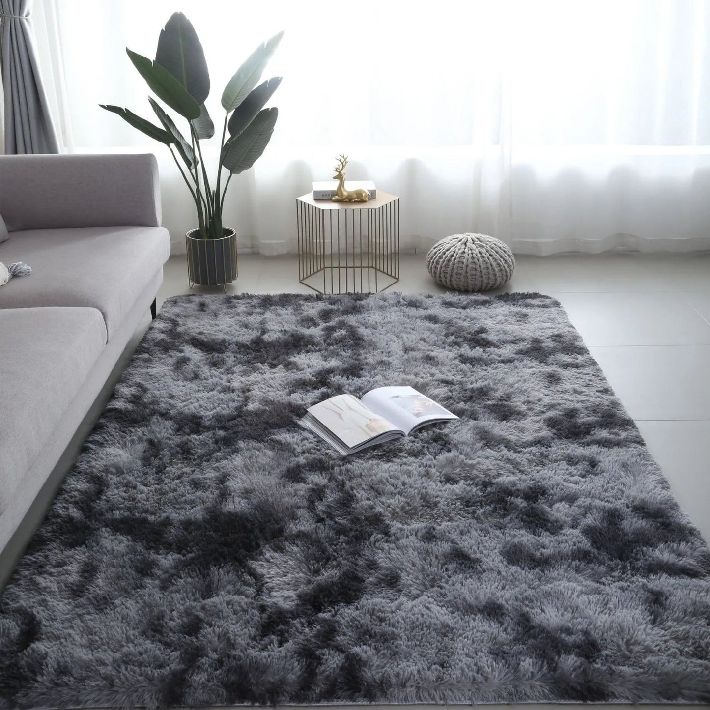 VIKAMA Tie - dyed Fluffy Carpets For Living Room Decor Bedside Rug Warm Plush Floor Mats Children's Room Play Mats Furry Carpet - PatioLix
