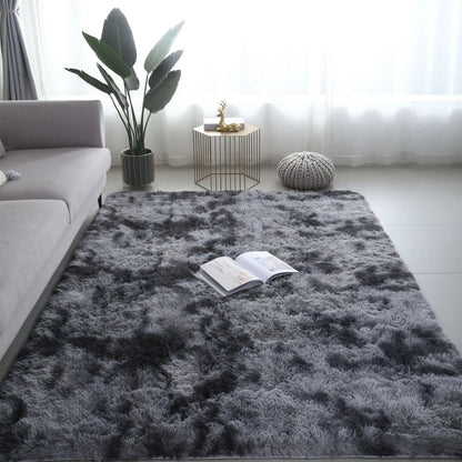 VIKAMA Tie - dyed Fluffy Carpets For Living Room Decor Bedside Rug Warm Plush Floor Mats Children's Room Play Mats Furry Carpet - PatioLix