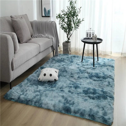 VIKAMA Tie - dyed Fluffy Carpets For Living Room Decor Bedside Rug Warm Plush Floor Mats Children's Room Play Mats Furry Carpet - PatioLix