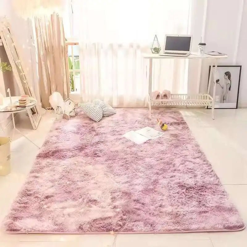 VIKAMA Tie - dyed Fluffy Carpets For Living Room Decor Bedside Rug Warm Plush Floor Mats Children's Room Play Mats Furry Carpet - PatioLix