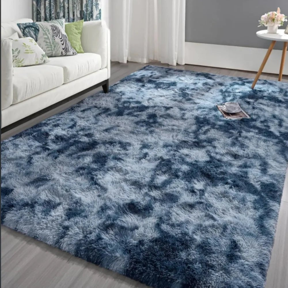 VIKAMA Tie - dyed Fluffy Carpets For Living Room Decor Bedside Rug Warm Plush Floor Mats Children's Room Play Mats Furry Carpet - PatioLix