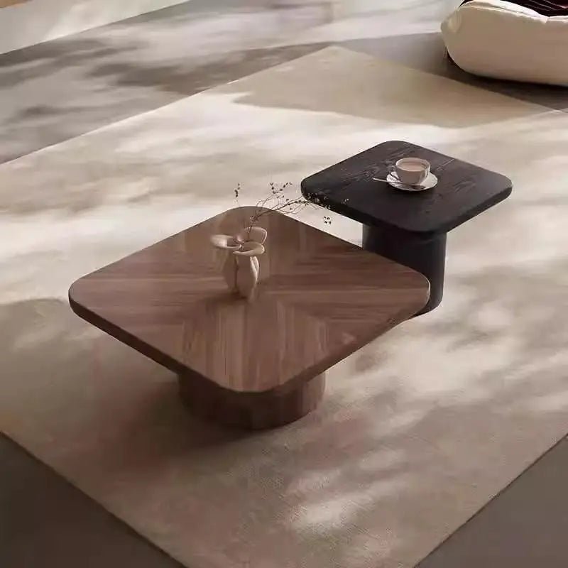 Walnut Coffee Table for Small Apartment Zebra Stripe Tatami Paint Square Several Combination for Household Living Room Furniture - PatioLix