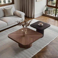 Walnut Coffee Table for Small Apartment Zebra Stripe Tatami Paint Square Several Combination for Household Living Room Furniture - PatioLix