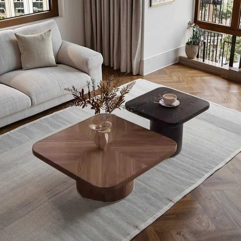 Walnut Coffee Table for Small Apartment Zebra Stripe Tatami Paint Square Several Combination for Household Living Room Furniture - PatioLix
